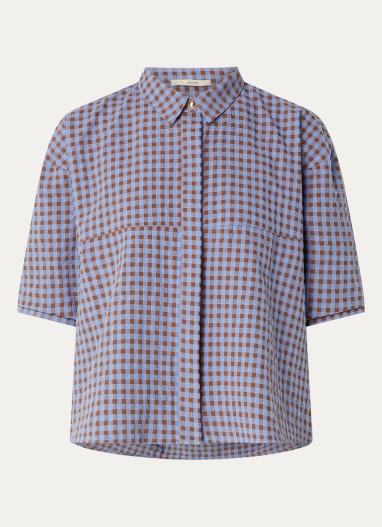 Sessùn Dames Blouse met ruitdessin in de kleur Blauw