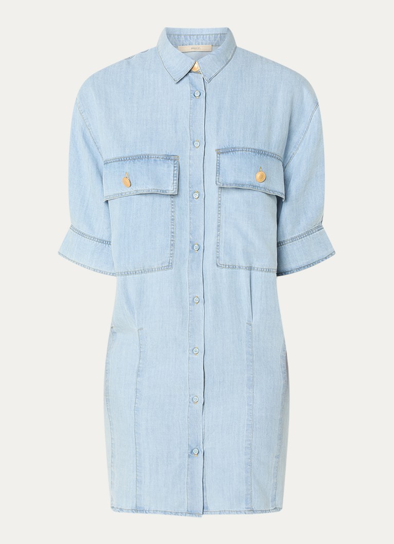 Sessùn Dames Fresque mini denim blousejurk met borstzakken in de kleur Indigo