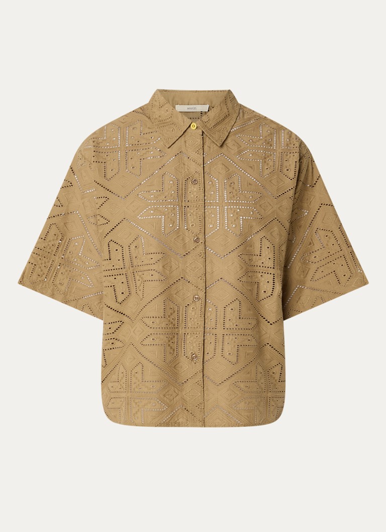 Sessùn Dames Kaia blouse met broderie in de kleur Camel