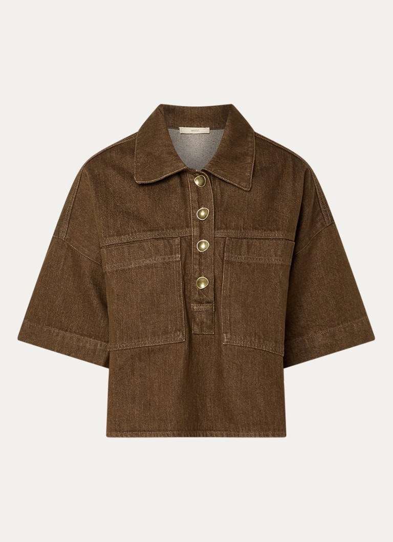Sessùn Heren Newport tuniek van denim met borstzakken in de kleur Bruin