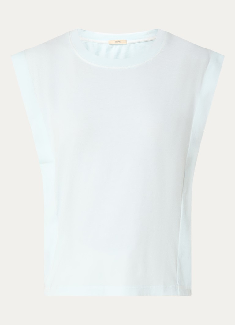 Sessùn Dames Orlando T-shirt met ronde hals in de kleur Lichtblauw