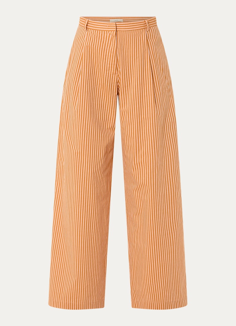 Sessùn Dames Provencia high waist wide fit broek met streepprint in de kleur Oranje