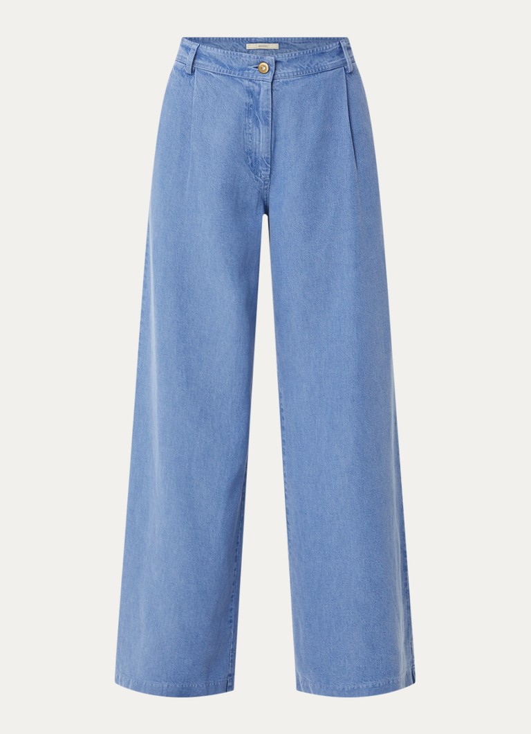 Sessùn Dames Provenco high waist wide fit broek van chambray in de kleur Indigo