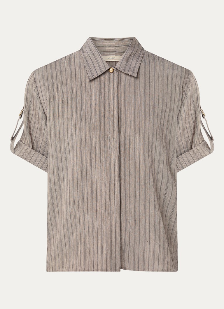 Sessùn Dames Safara blouse met streepprint in de kleur Zand