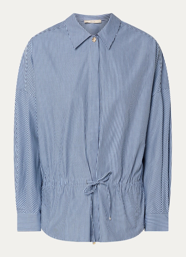 Sessùn Dames Santalin blouse met streepprint en trekkoord in de kleur Staalblauw