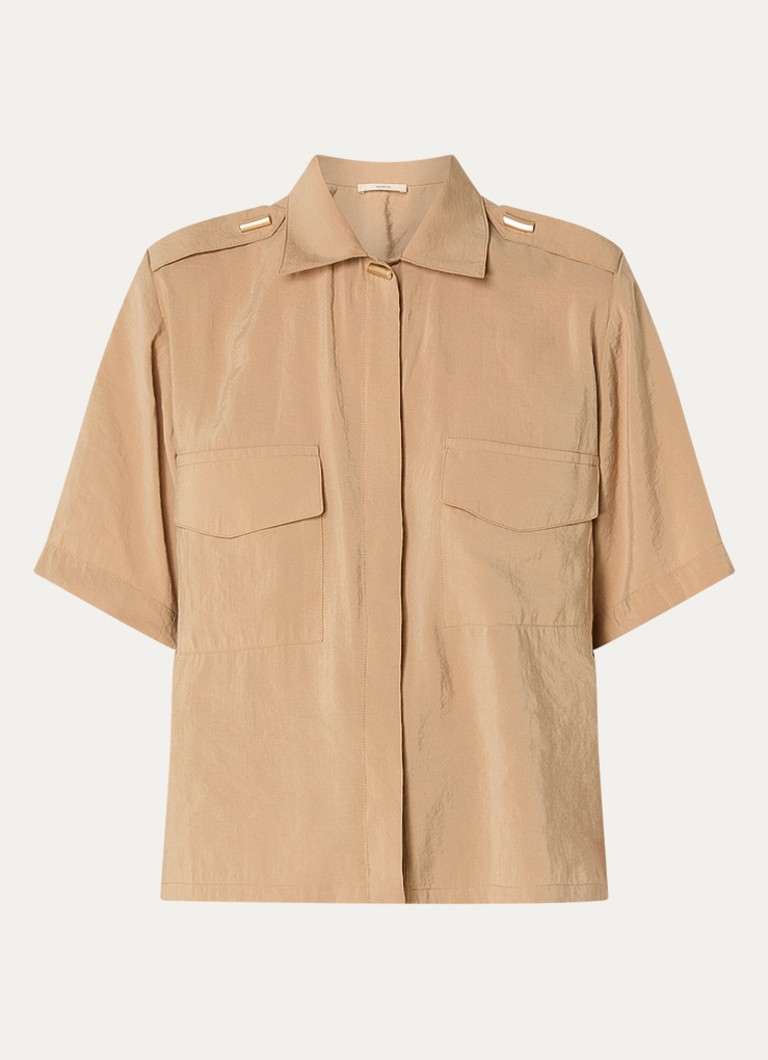 Sessùn Dames Scoutiboy blouse met borstzakken in de kleur Beige