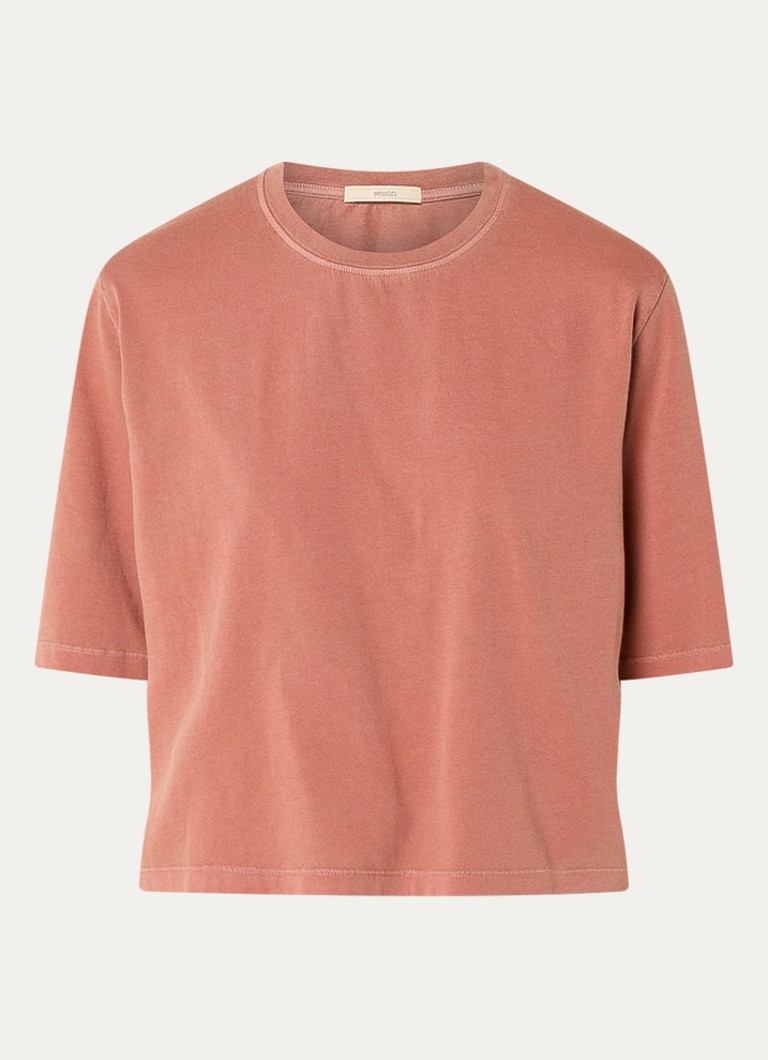 Sessùn Dames Sergio T-shirt met ronde hals in de kleur Steenrood