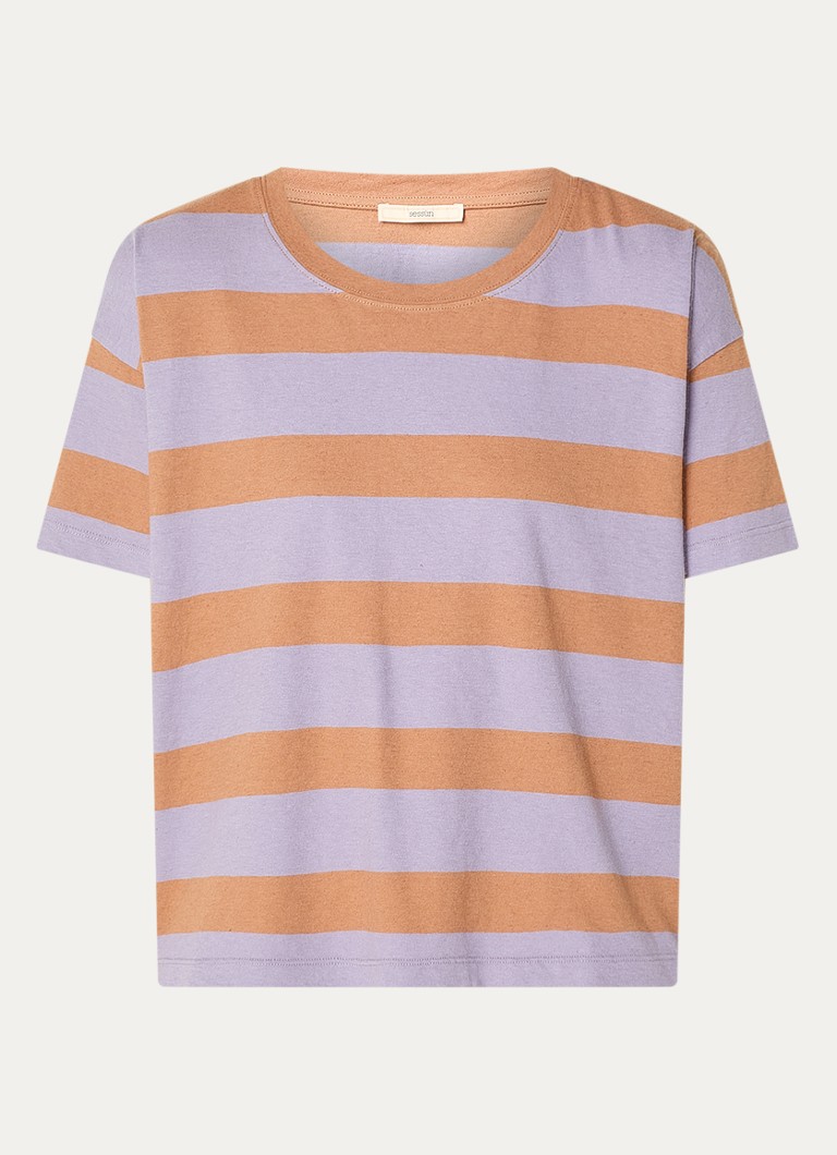Sessùn Dames Tooli T-shirt met streepprint in de kleur Roestbruin