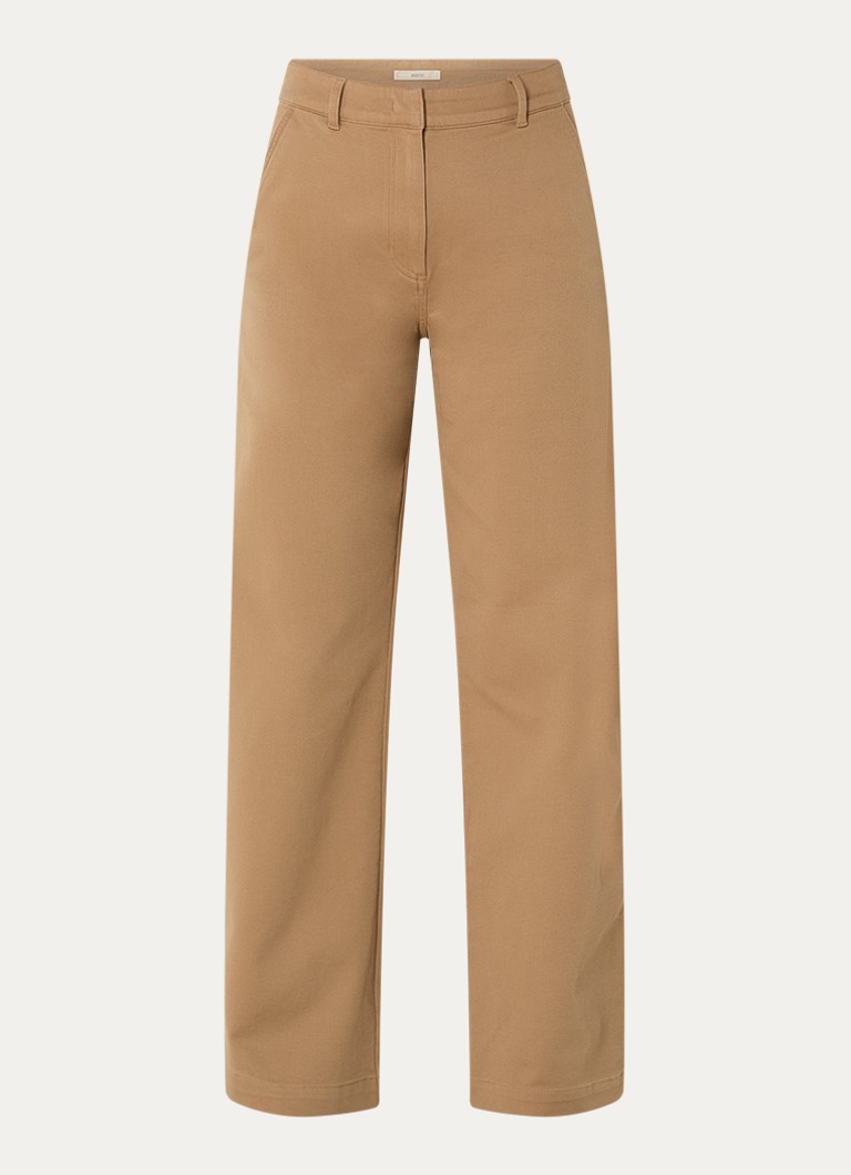 Sessùn Dames Milo high waist loose fit chino met steekzakken in de kleur Lichtbruin