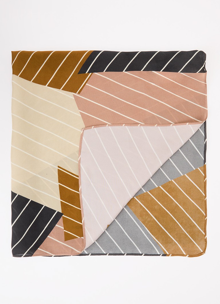 Sessùn Dames Scarvi sjaal met print 60 x 60 cm in de kleur Zwart