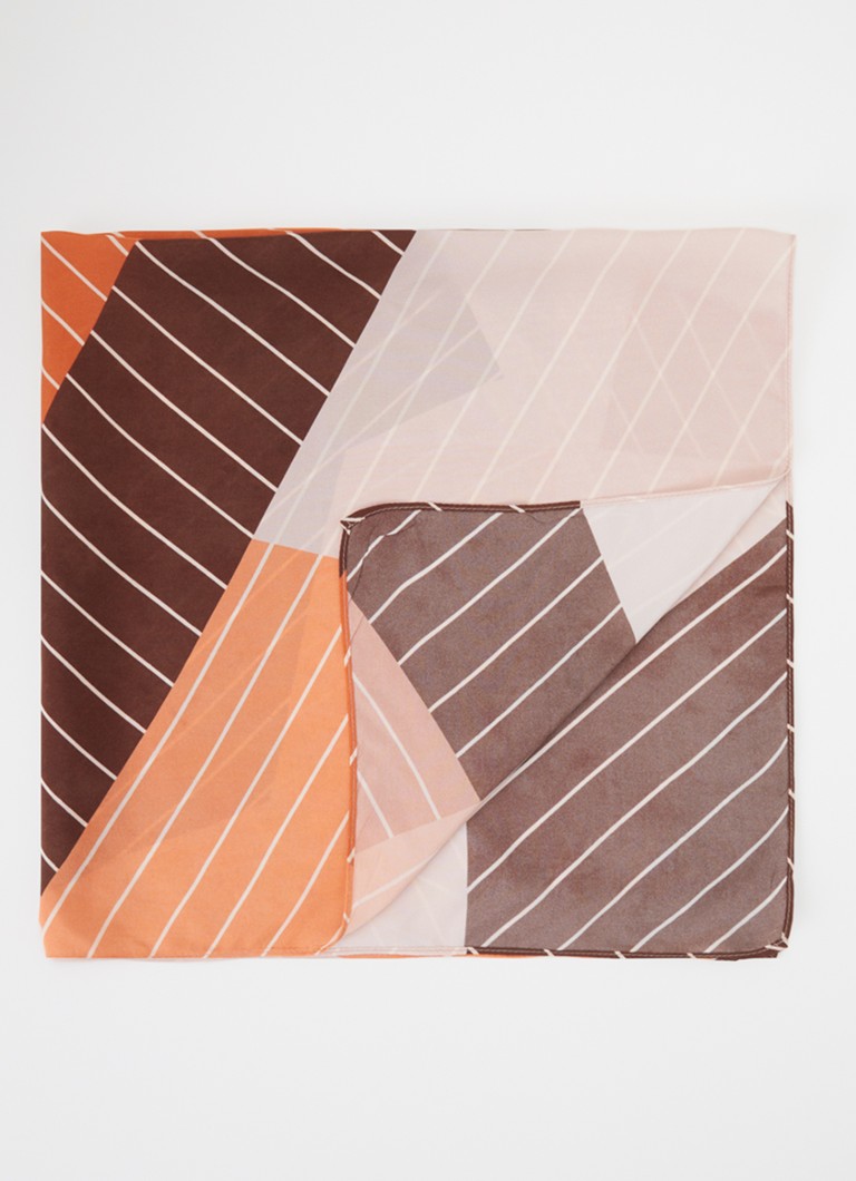 Sessùn Dames Scarvi sjaal met print 60 x 60 cm in de kleur Oranje