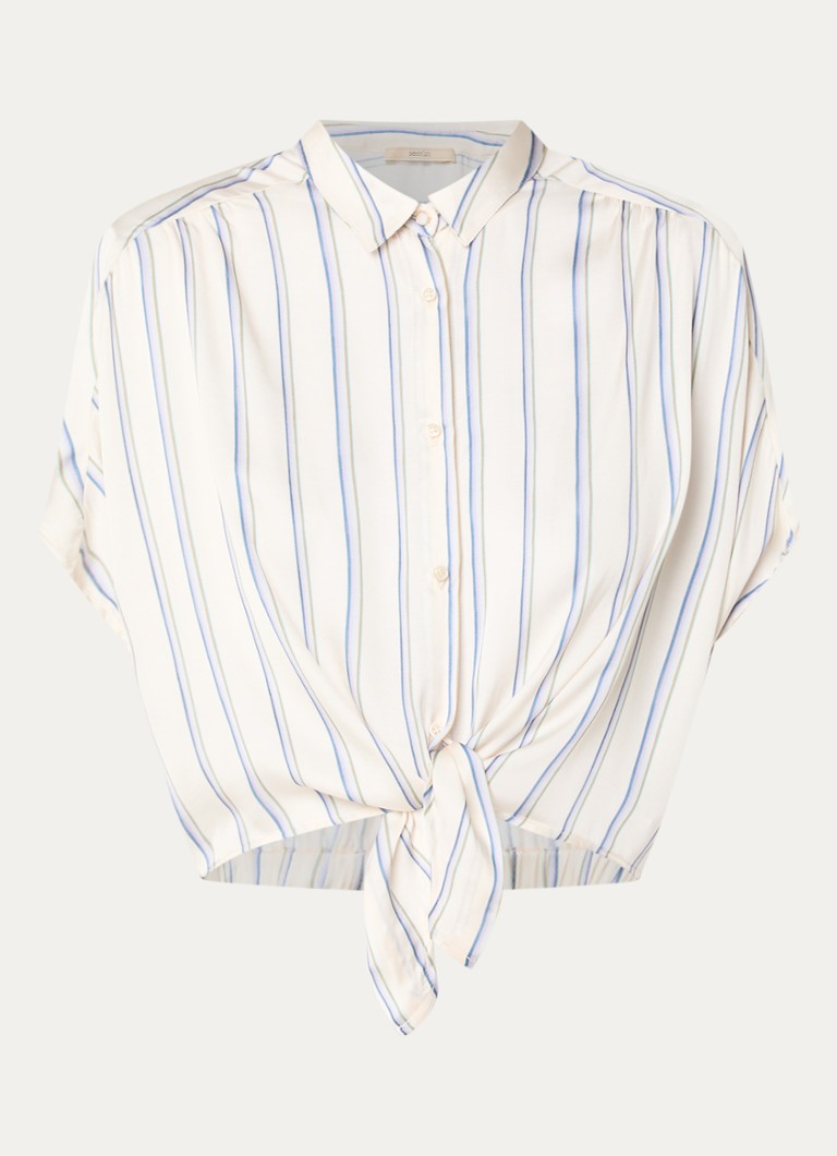 Sessùn Dames Alfancy cropped blouse met gestrikt detail in de kleur Gebroken wit