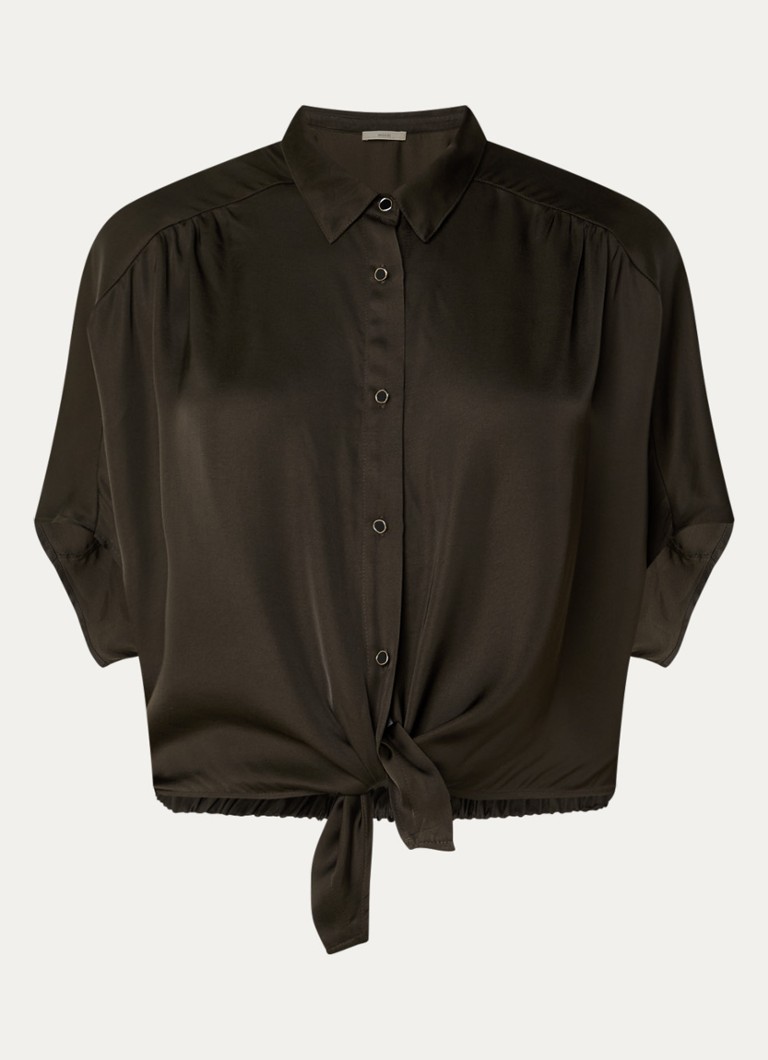 Sessùn Dames Alfassa blouse van satijn in de kleur Bronsgroen