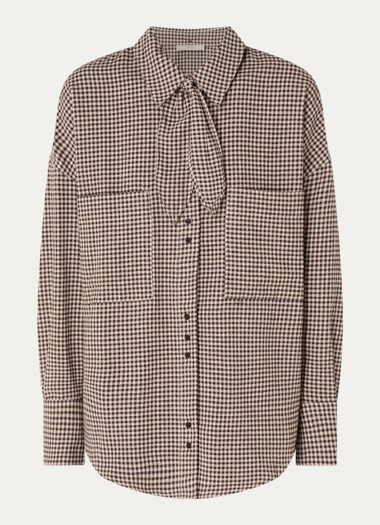 Sessùn Dames Cecily blouse met rustdessin en opgestikte zakken in de kleur Bruin