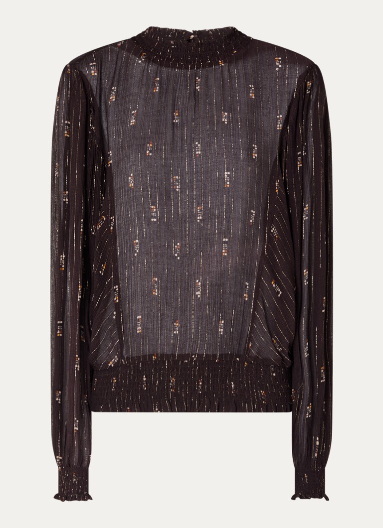Sessùn Dames Duchess semi-transparante tuniek met print en lurex in de kleur Donkerbruin
