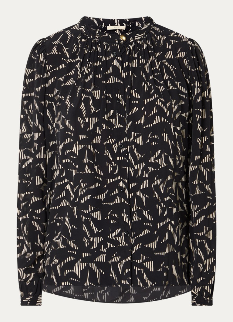 Sessùn Dames Lylis blouse met print in de kleur Zwart