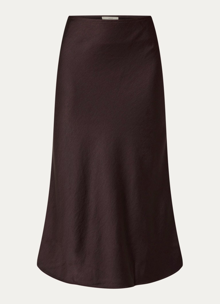 Sessùn Dames Gilda midi rok van satijn in de kleur Aubergine