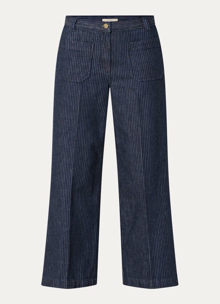 Sessùn Dames High waist cropped straight leg jeans met donkere wassing in de kleur Indigo