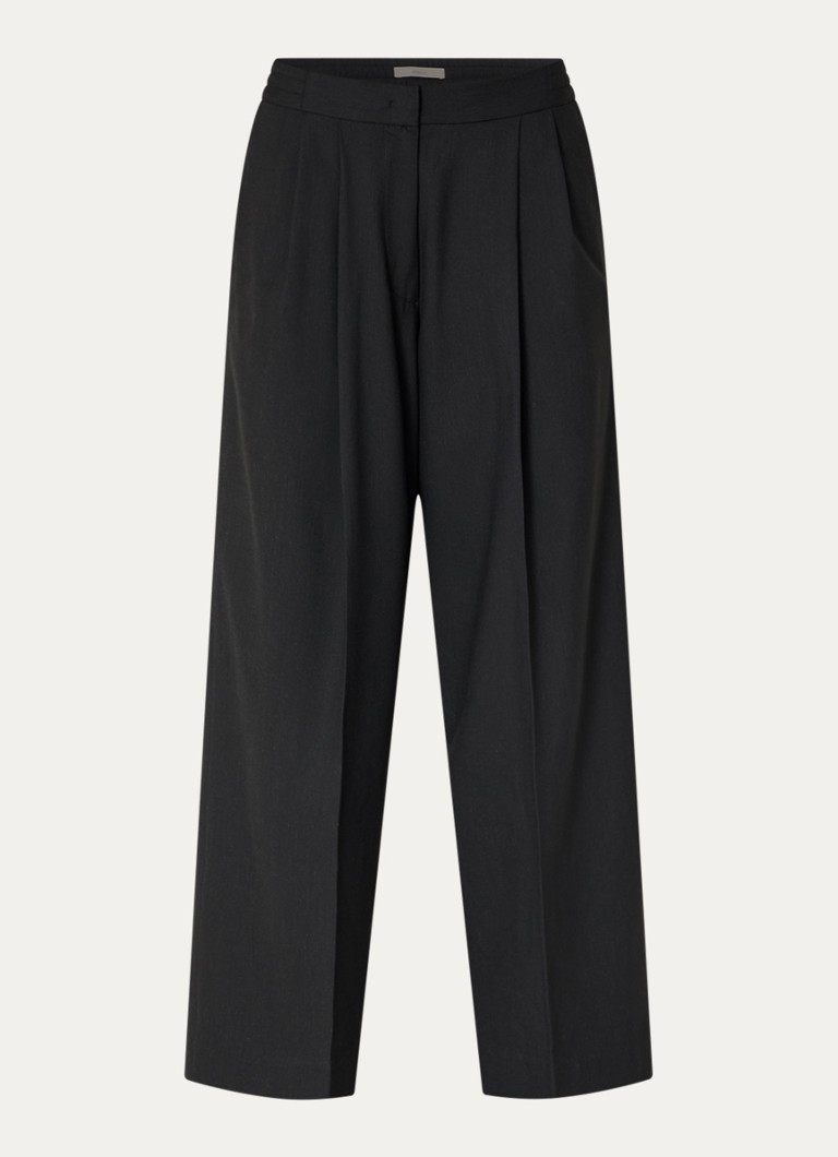 Sessùn Dames Hojiki high waist wide fit broek met steekzakken in de kleur Zwart