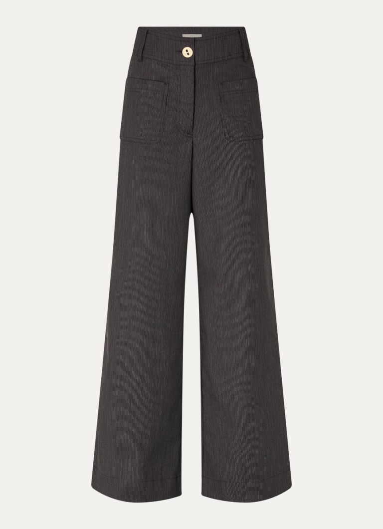 Sessùn Dames Manhatti high waist wide fit broek met steekzakken in de kleur Donkerbruin