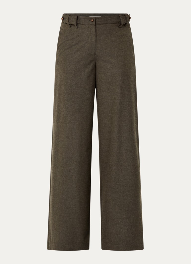 Sessùn Dames Wesley high waist wide fit pantalon met steekzakken in de kleur Bruin