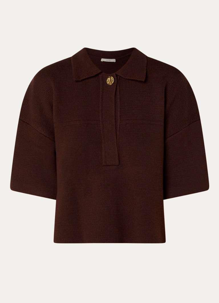 Sessùn Dames Rigel fijngebreide trui met polokraag in de kleur Aubergine