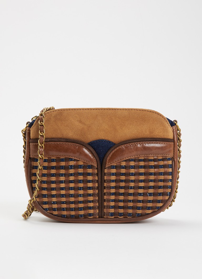 Sessùn Dames Divine crossbodytas met details van lamsleer in de kleur Indigo