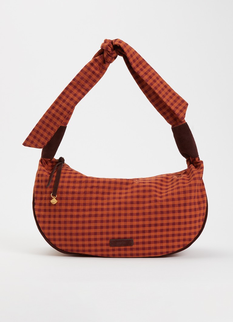 Sessùn Dames Minilango crossbodytas met suède details in de kleur Oranjebruin