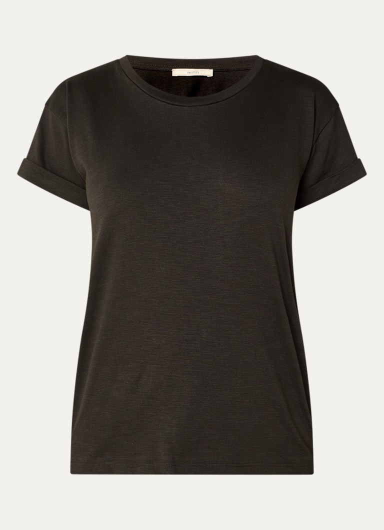 Sessùn Dames Albano T-shirt met ronde hals in de kleur Bronsgroen