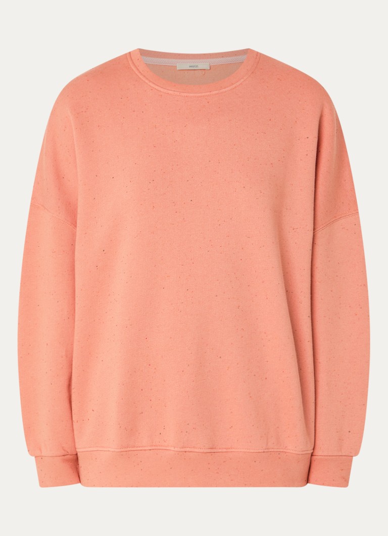 Sessùn Dames Chebbi oversized sweater in linnenblend met gemêleerd dessin in de kleur Zalmroze