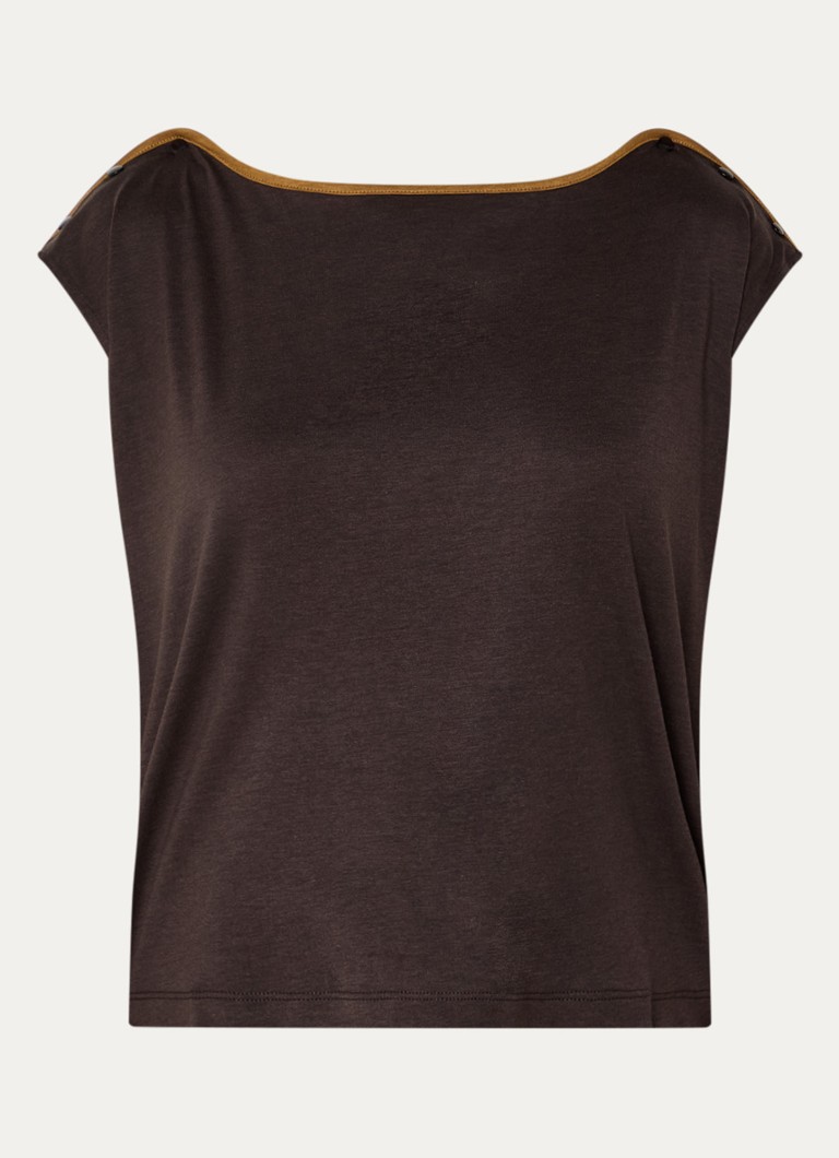 Sessùn Dames Damari T-shirt met boothals in de kleur Donkerbruin