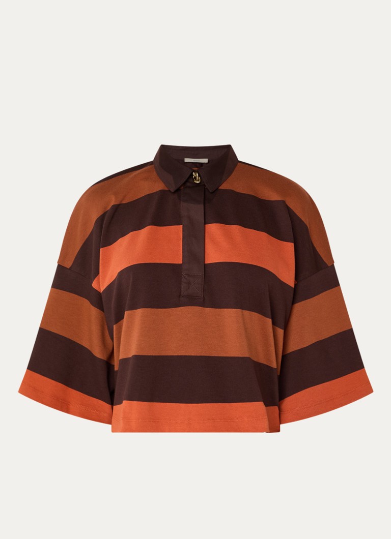 Sessùn Dames Erico polo met streepprint in de kleur Donkerbruin