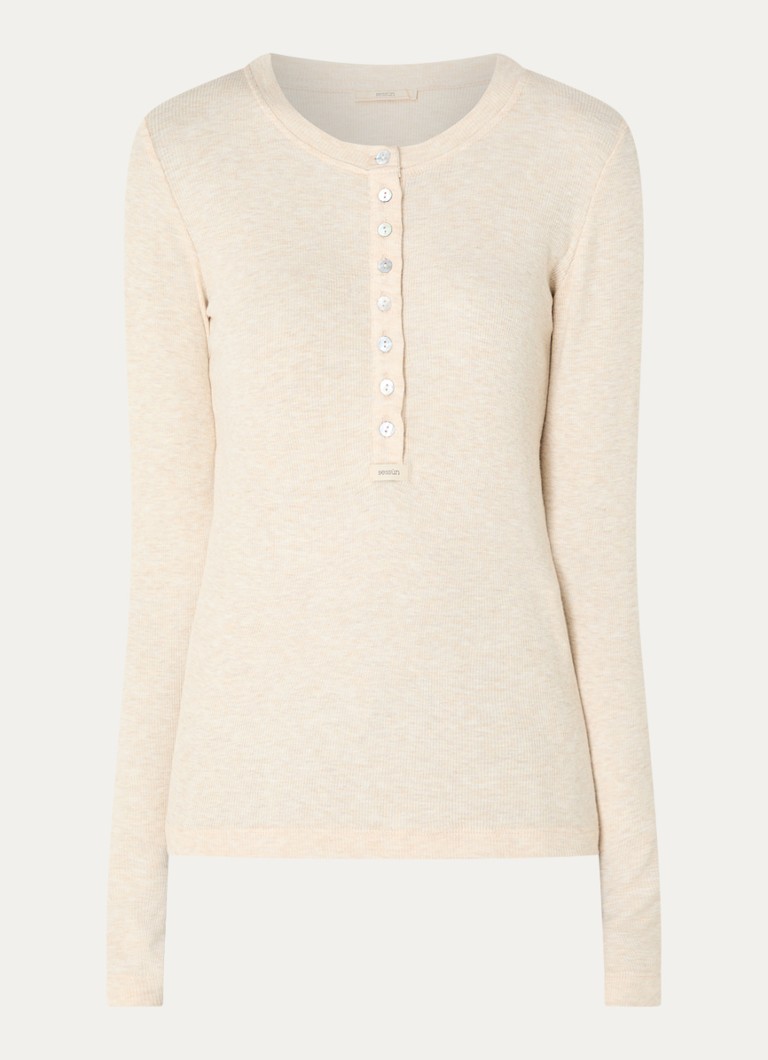 Sessùn Dames Rafter long sleeve in linnenblend in de kleur Creme