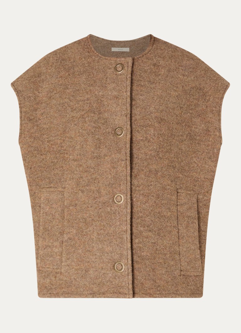 Sessùn Dames Hanzo grofgebreid gilet van wol in de kleur Lichtbruin