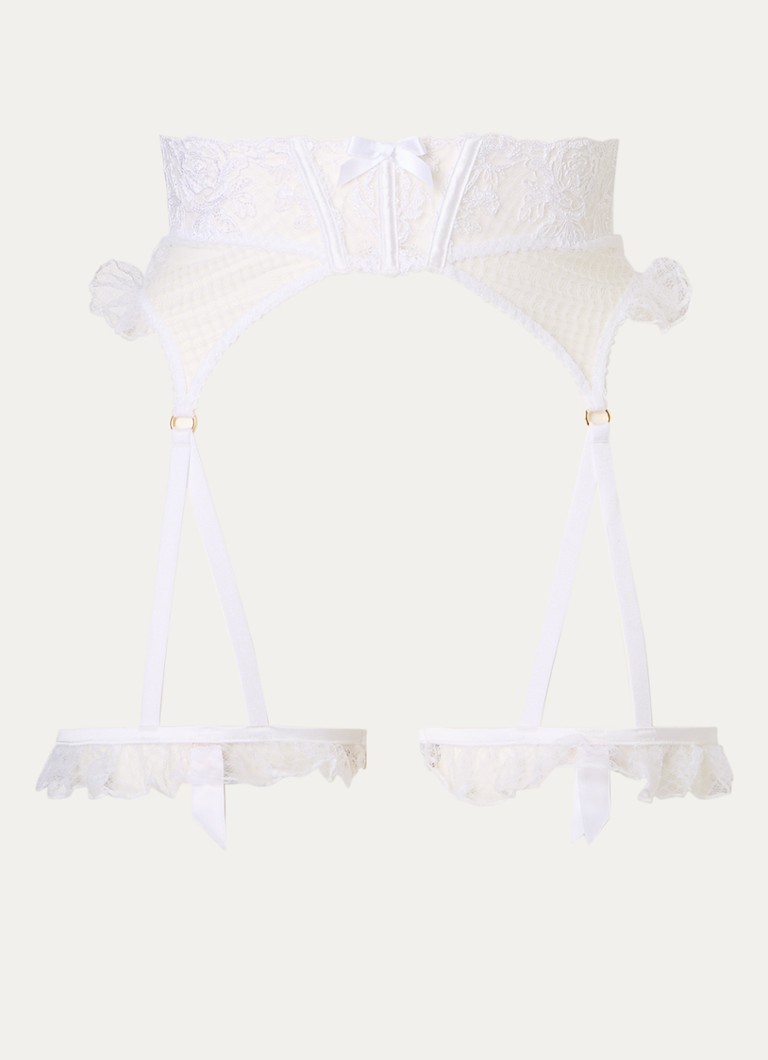 Agent Provocateur Dames Rosia jarretels met mesh en kant in de kleur Gebroken wit