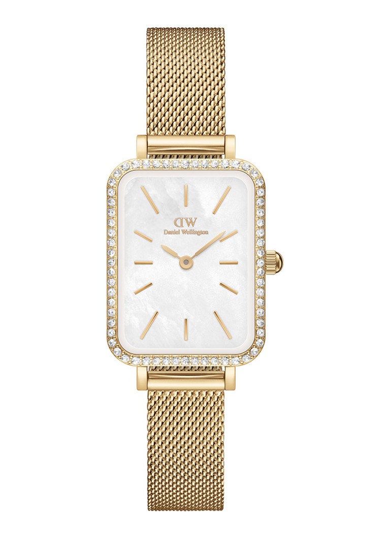 Daniel Wellington Dames Quadro Bezel horloge DW00100668 in de kleur Goud, maat: 26mm