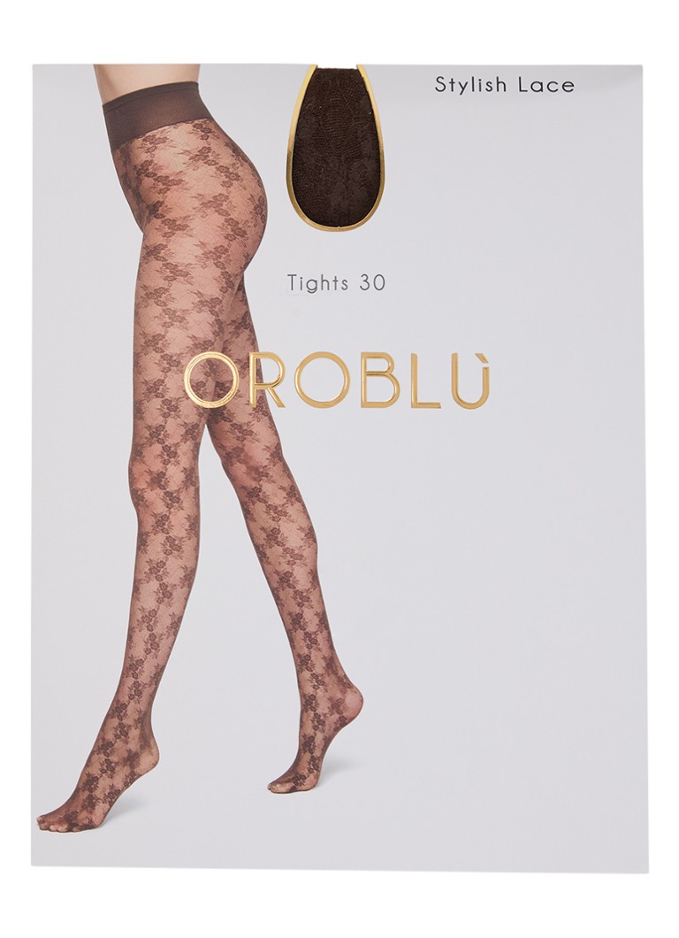 Oroblu Dames Stylish panty met bloemenprint in 30 denier in de kleur Bruin, maat: S