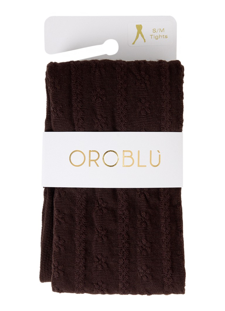 Oroblu Dames Grace maillot met ingebreid patroon in de kleur Chocoladebruin, maat: S/M