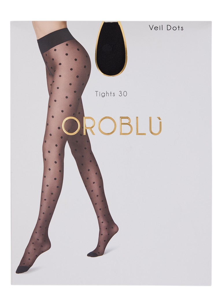 Oroblu Dames Veil Dots panty met stippenprint in 30 denier in de kleur Zwart, maat: S