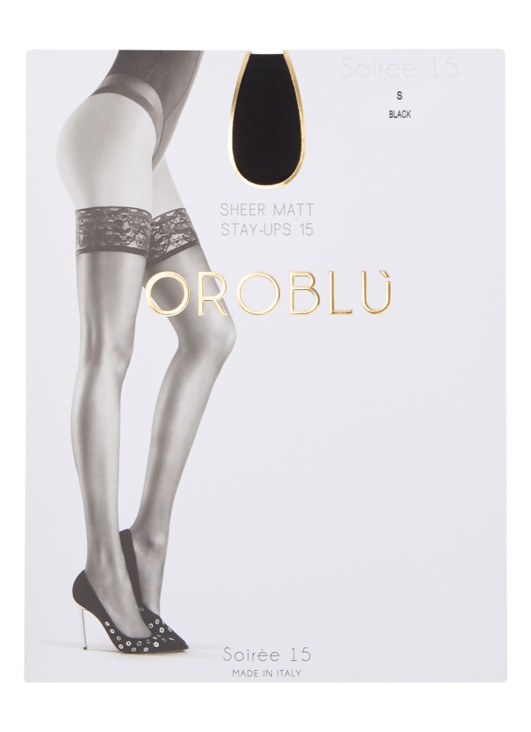 Oroblu Dames Soirèe hold-ups in 15 denier in de kleur Zwart, maat: S