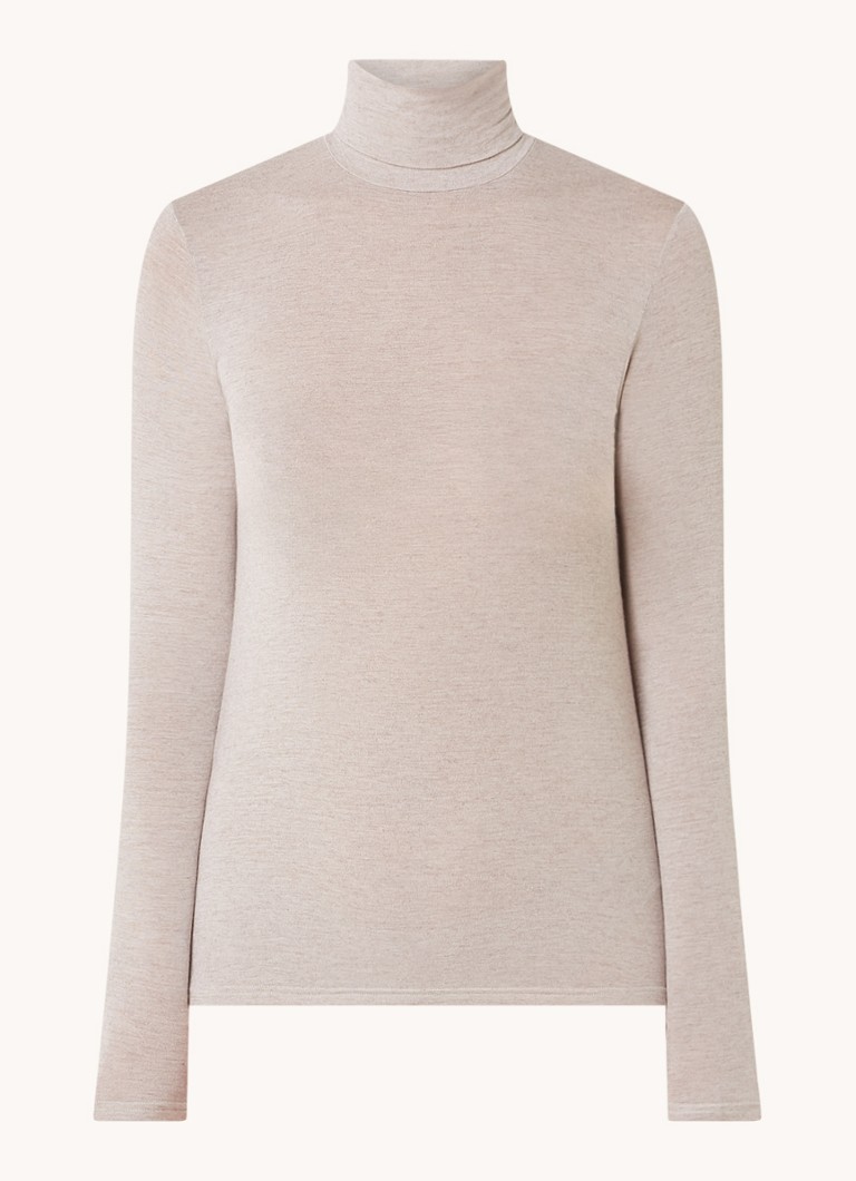 Oroblu Dames Perfect Line longsleeve in kasjmierblend in de kleur Donkerbeige, maat: S