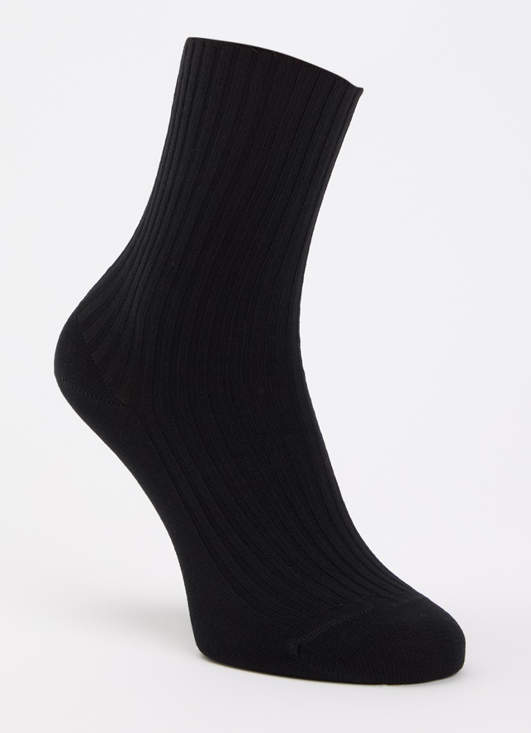 Oroblu Dames Ribgebreide sokken in katoenblend in de kleur Zwart, maat: One Size