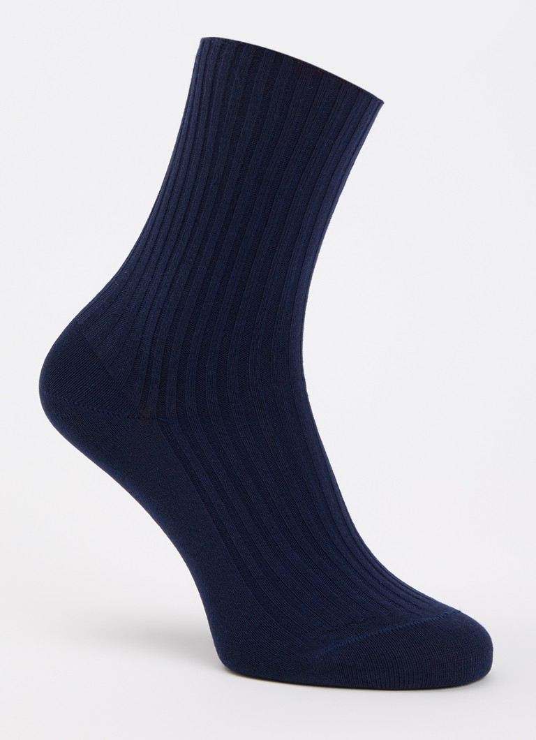 Oroblu Dames Ribgebreide sokken in katoenblend in de kleur Donkerblauw, maat: One Size