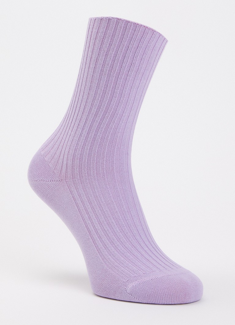 Oroblu Dames Ribgebreide sokken in katoenblend in de kleur Lila, maat: One Size