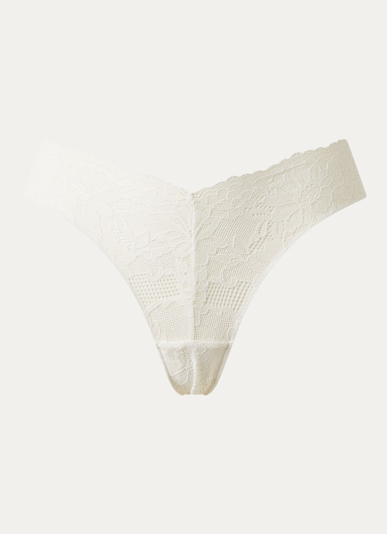 Oroblu Dames Bazilian tanga van kant in de kleur Gebroken wit, maat: L/XL