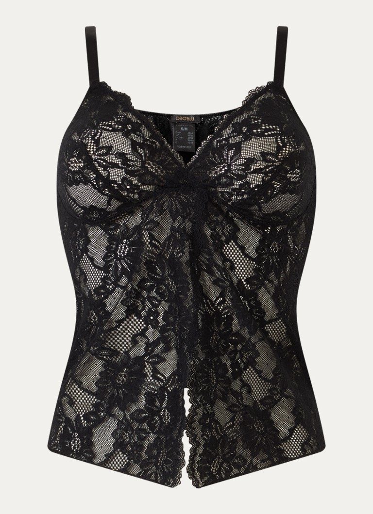 Oroblu Dames Top van kant in de kleur Zwart, maat: L/XL