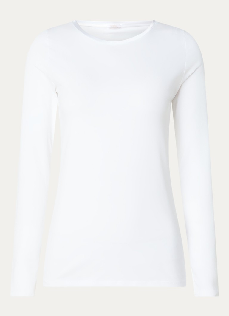 Oroblu Dames Perfect Line Cashmere longsleeve in kasjmierblend in de kleur Wit, maat: XL