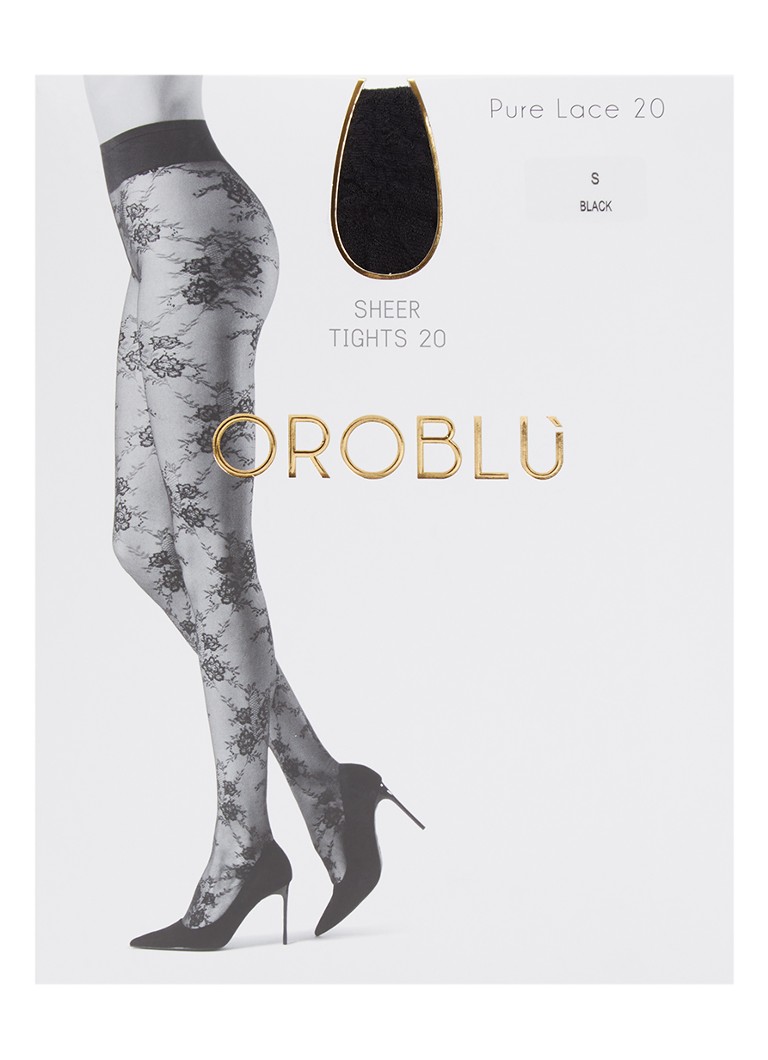 Oroblu Dames Pure Lace panty van kant in 20 denier in de kleur Zwart, maat: S