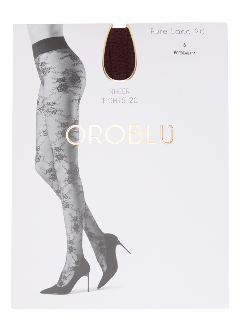 Oroblu Dames Pure Lace panty van kant in 20 denier in de kleur Bordeauxrood, maat: L/XL