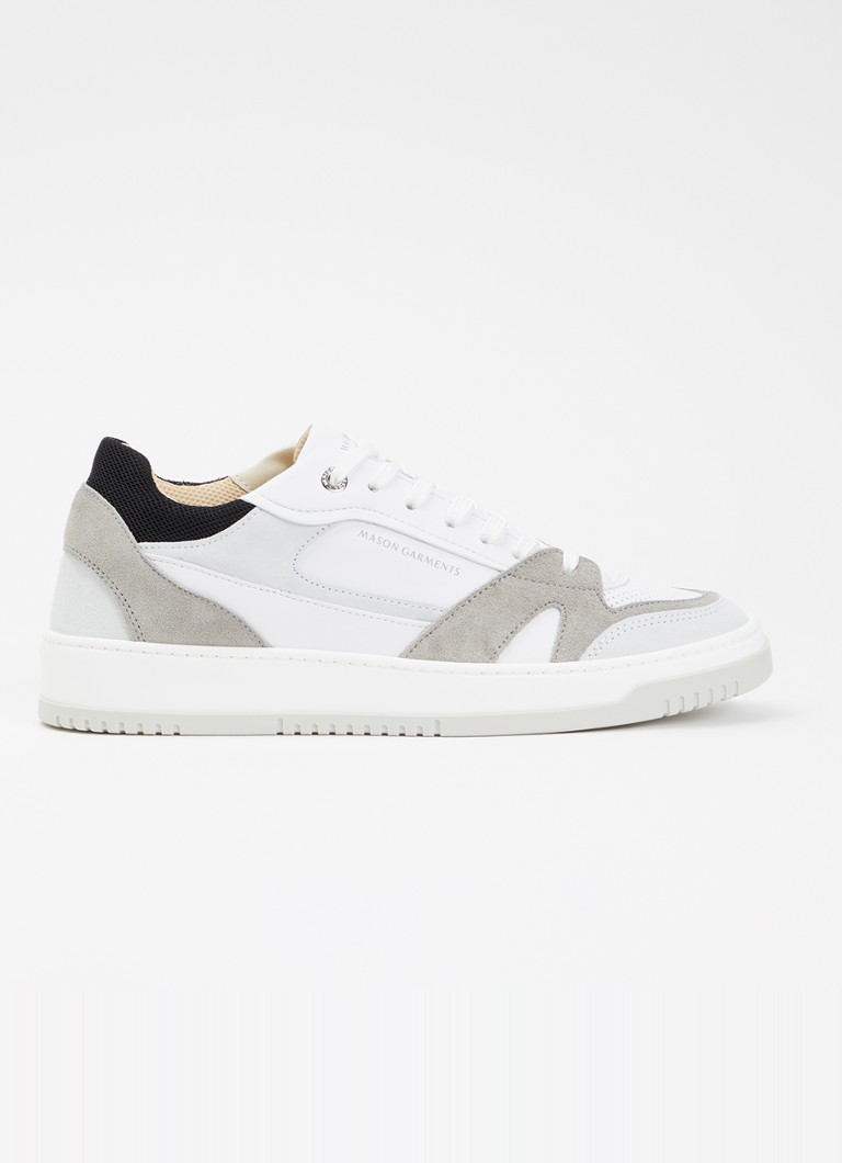 Mason Garments Heren Matera sneaker van leer met suède details in de kleur Wit, maat: 40
